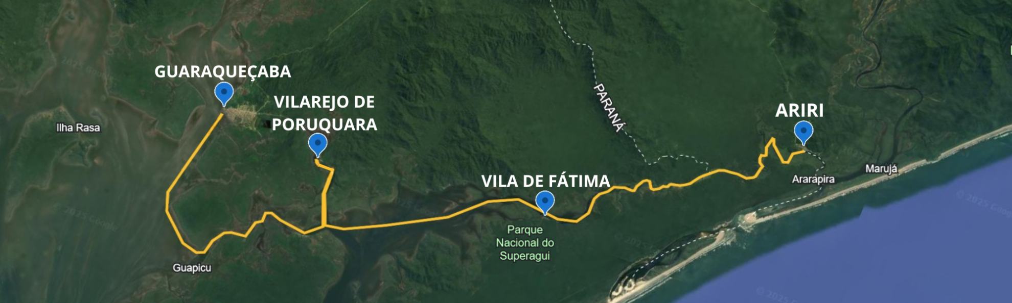 Canal do Varadouro de Caiaque: Ariri até Guaraqueçaba